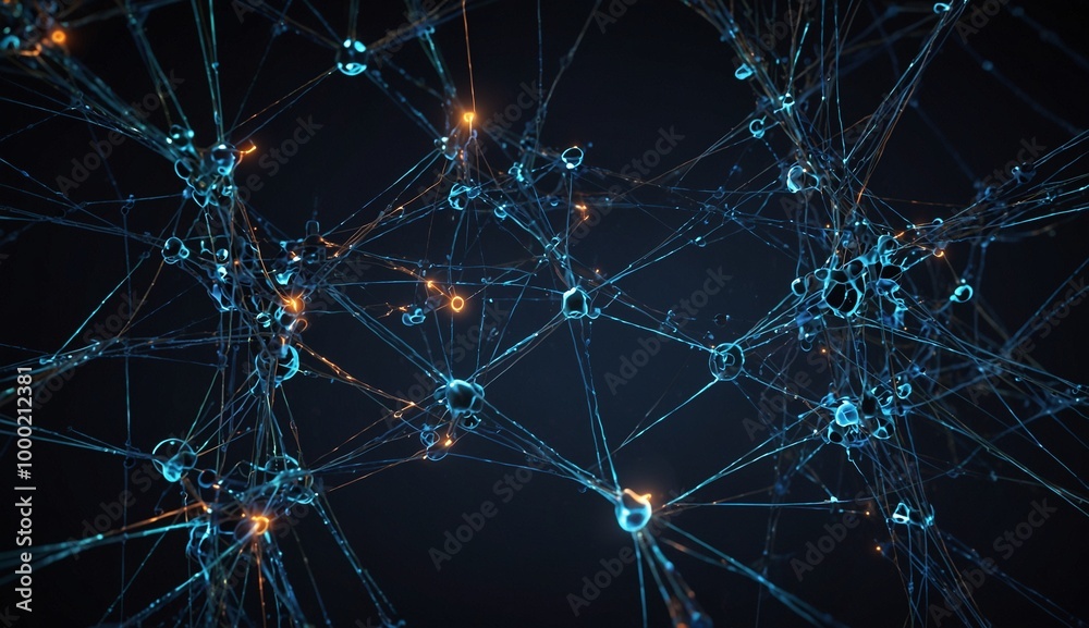 Interconnected blue glowing nodes representing a neural network. Interconnected blue glowing nodes representing a neural network.