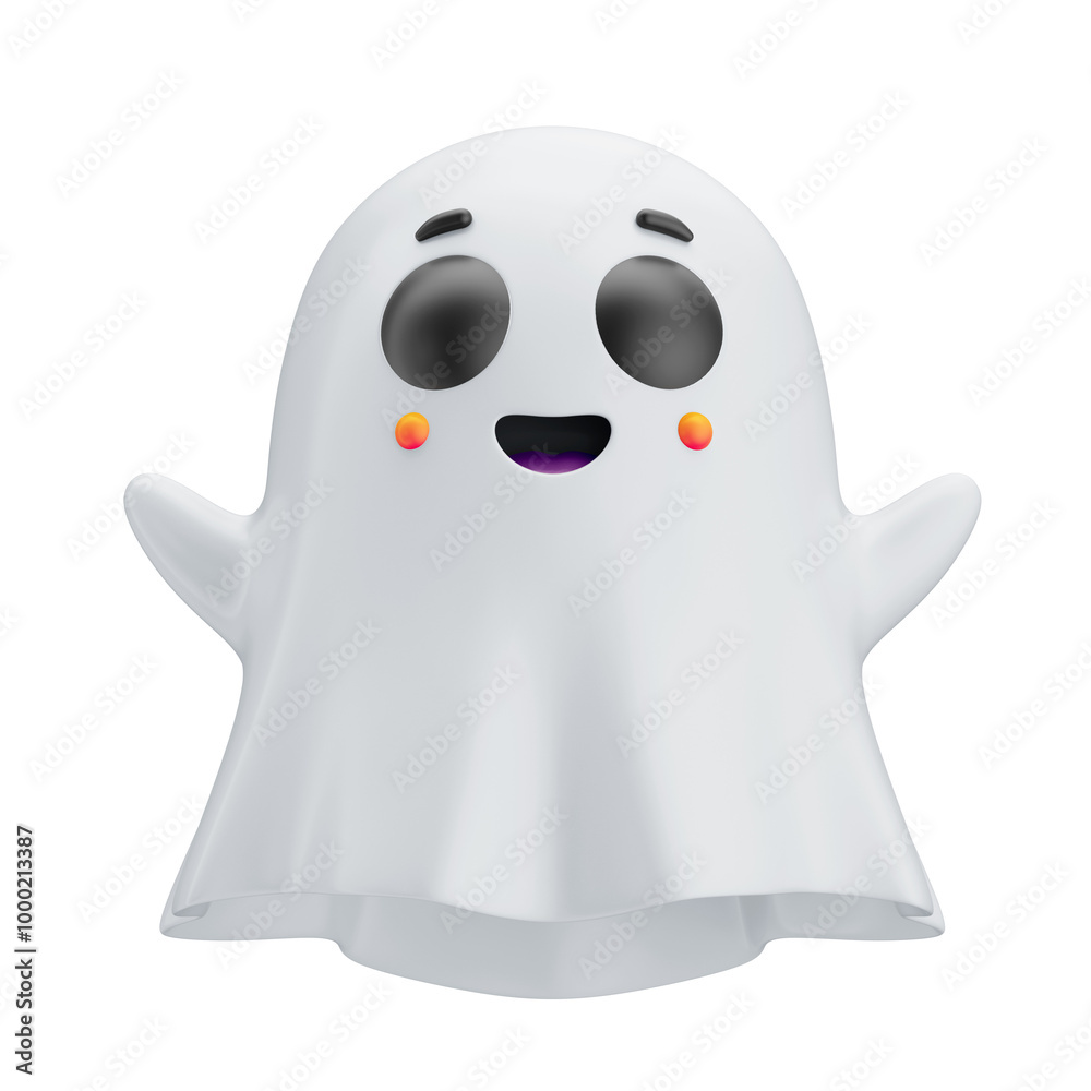 Asset 3D cute ghost emoji for Halloween and witch parties Asset 3D cute ghost emoji for Halloween and witch parties
