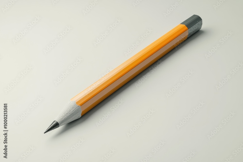 A Single Yellow Pencil Lying on a White Surface A Single Yellow Pencil Lying on a White Surface
