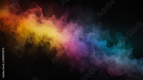  colorful dust texture with rainbow colors on black background 