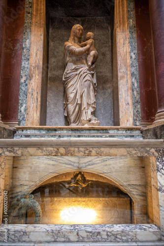  Tomb of Raphael Inside the Pantheon in Rome, the famous temple built by Hadrian in AD 126. photo