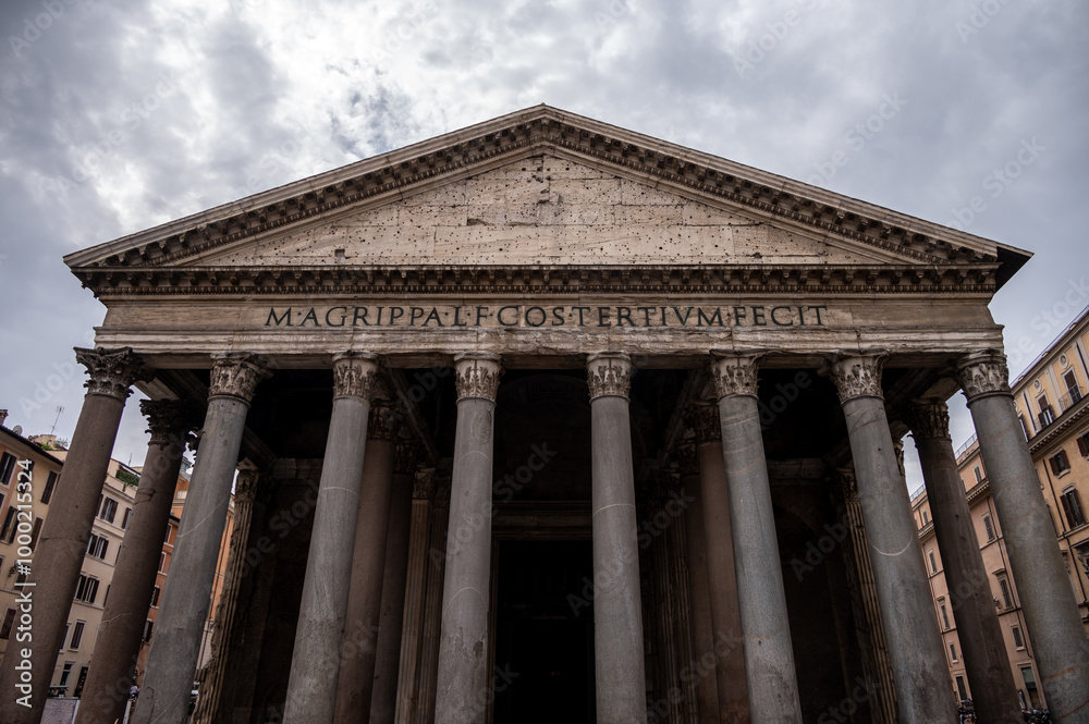 Exterior of the Pantheon in Rome, the famous temple built by Hadrian in AD 126. Exterior of the Pantheon in Rome, the famous temple built by Hadrian in AD 126.