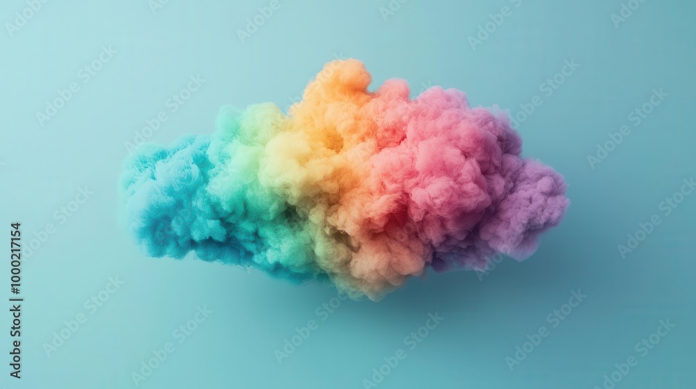 Tech cloud transforming into a rainbow spectrum, symbolizing diverse applications, cloud diversity, performance spectrum Tech cloud transforming into a rainbow spectrum, symbolizing diverse applications, cloud diversity, performance spectrum