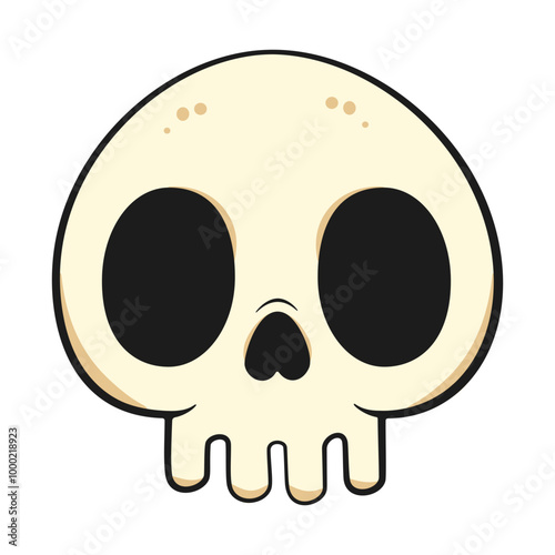 Cartoon skull. Halloween decoration. Vector illustration