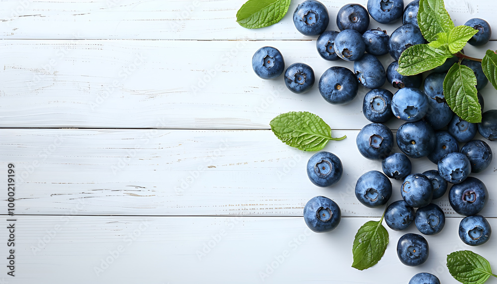 Tasty fresh blueberries on wooden table, closeup. Space for text Tasty fresh blueberries on wooden table, closeup. Space for text