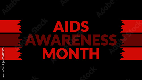 Wallpaper Mural AIDS Awareness Month text with side lines on a black background. Which is observed every year in October to celebrate and wish AIDS Awareness Month. Torontodigital.ca