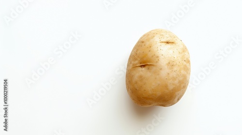 A single raw potato on a white background.