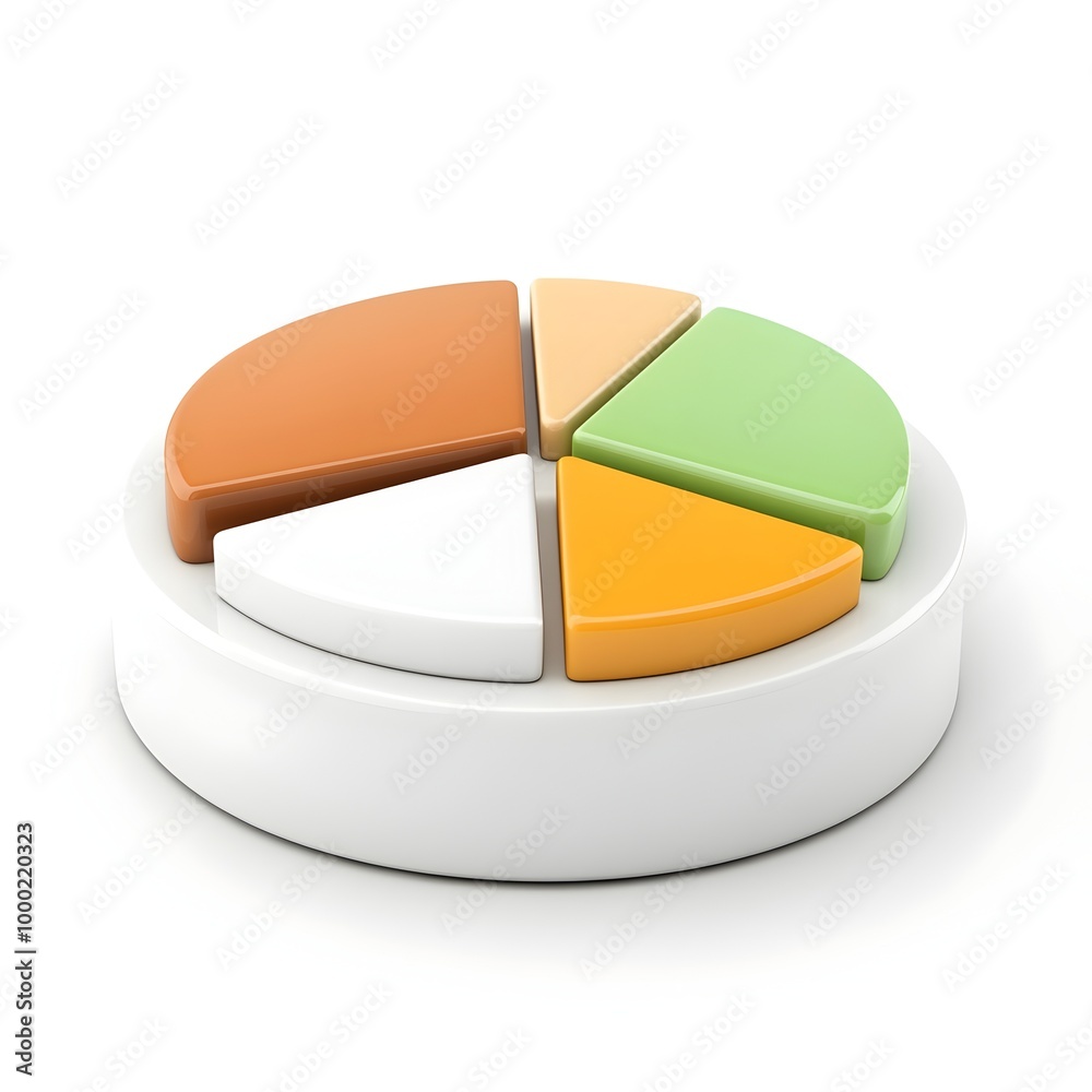 Fototapeta premium Detailed Circular Chart 3D Icon on White Background