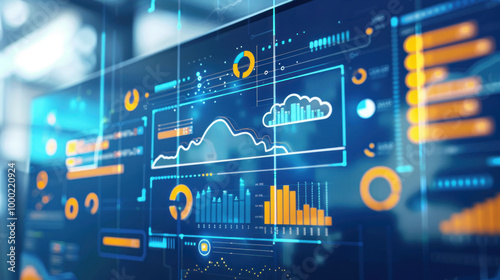 A visual representation of cloud analytics in action, showcasing how businesses use data to optimize operations and predict trends. photo