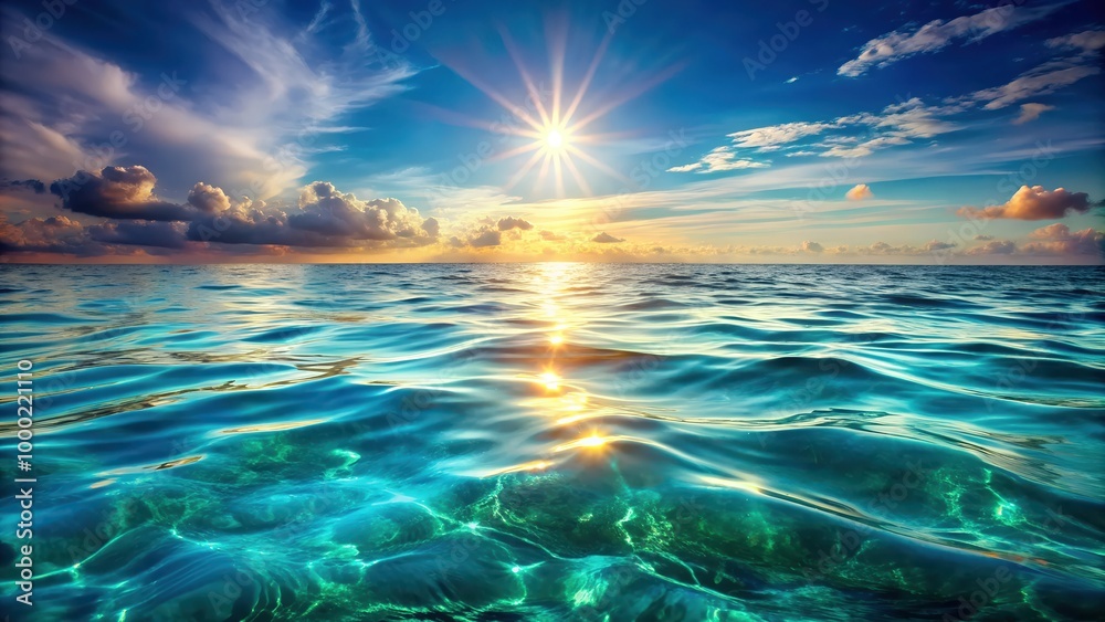 Beautiful Tropical Beach with Golden Sand and Crystal Clear Ocean Water, A Serene Coastal Paradise Perfect for Digital Graphic Design Projects and Backgrounds