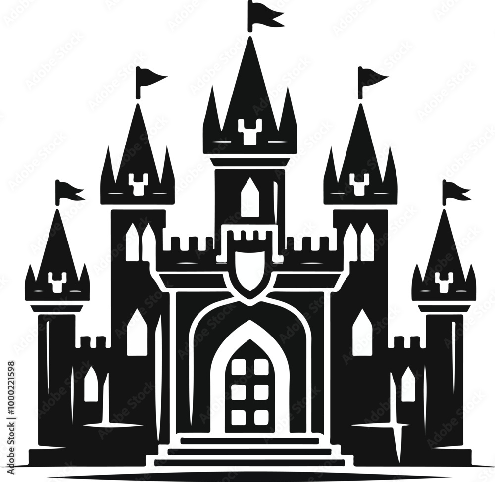 Hindu spiritual temple black silhouette