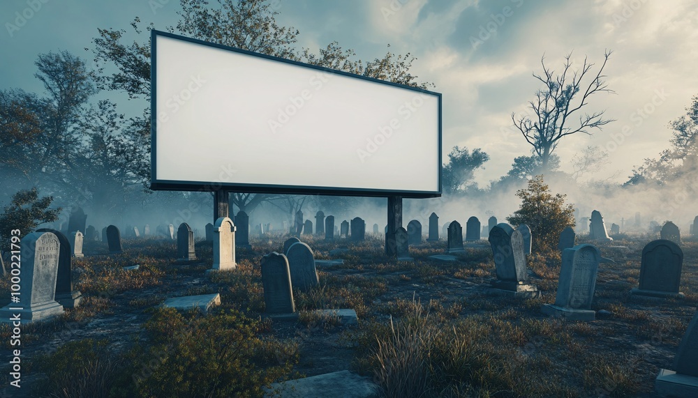 blank billboard in the tomb Halloween concept for advertising blank billboard in the tomb Halloween concept for advertising