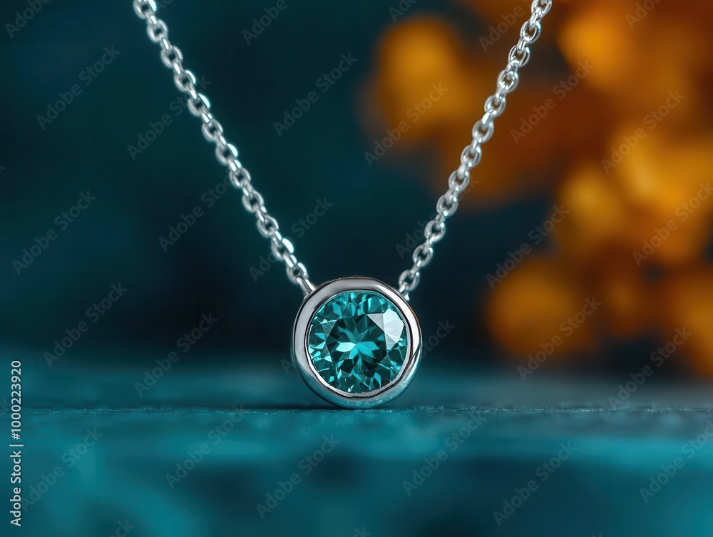 Minimalist silver necklace featuring a small opal gemstone, set in a circular pendant with clean lines, softly glowing under ambient light, Modern, 3D Render Minimalist silver necklace featuring a small opal gemstone, set in a circular pendant with clean lines, softly glowing under ambient light, Modern, 3D Render