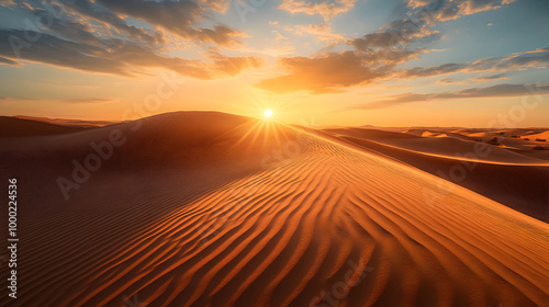 Sunrise Over Desert Dunes