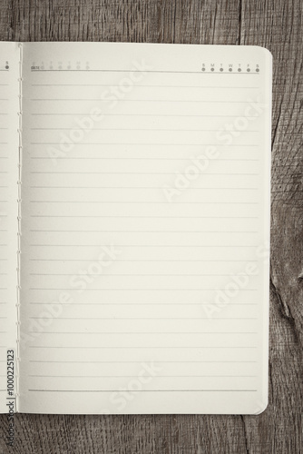 Blank Notebook on Wooden Table for Creativity