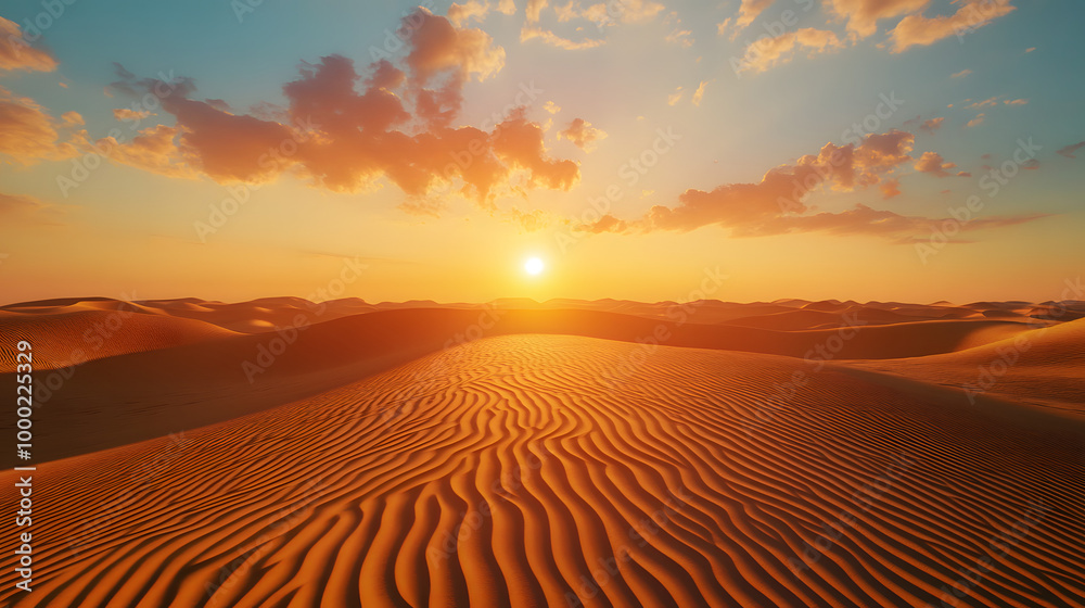 Naklejka premium Sunrise Over Desert Dunes