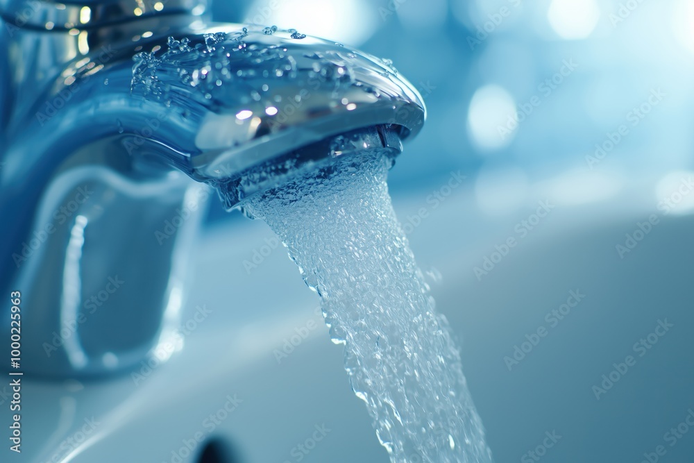 water pours from the tap water pours from the tap
