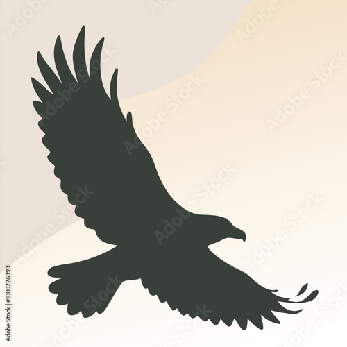 an eagle in flight. The eagle is in mid-flight, vector silhouette 