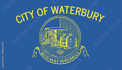 Flag of the city of Waterbury, Connecticut, USA, original colors and proportions. Illustration photo