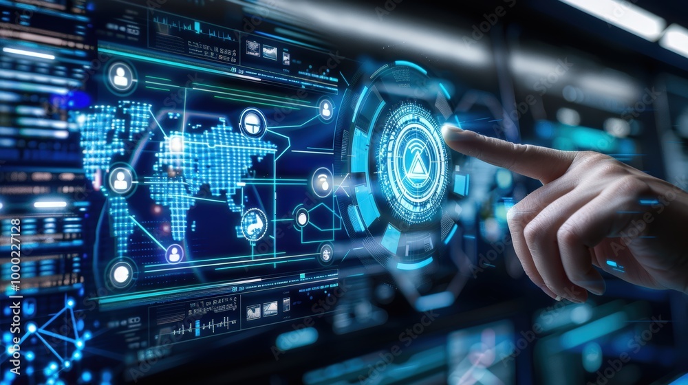 Futuristic AI Interface with Interactive Features Futuristic AI Interface with Interactive Features