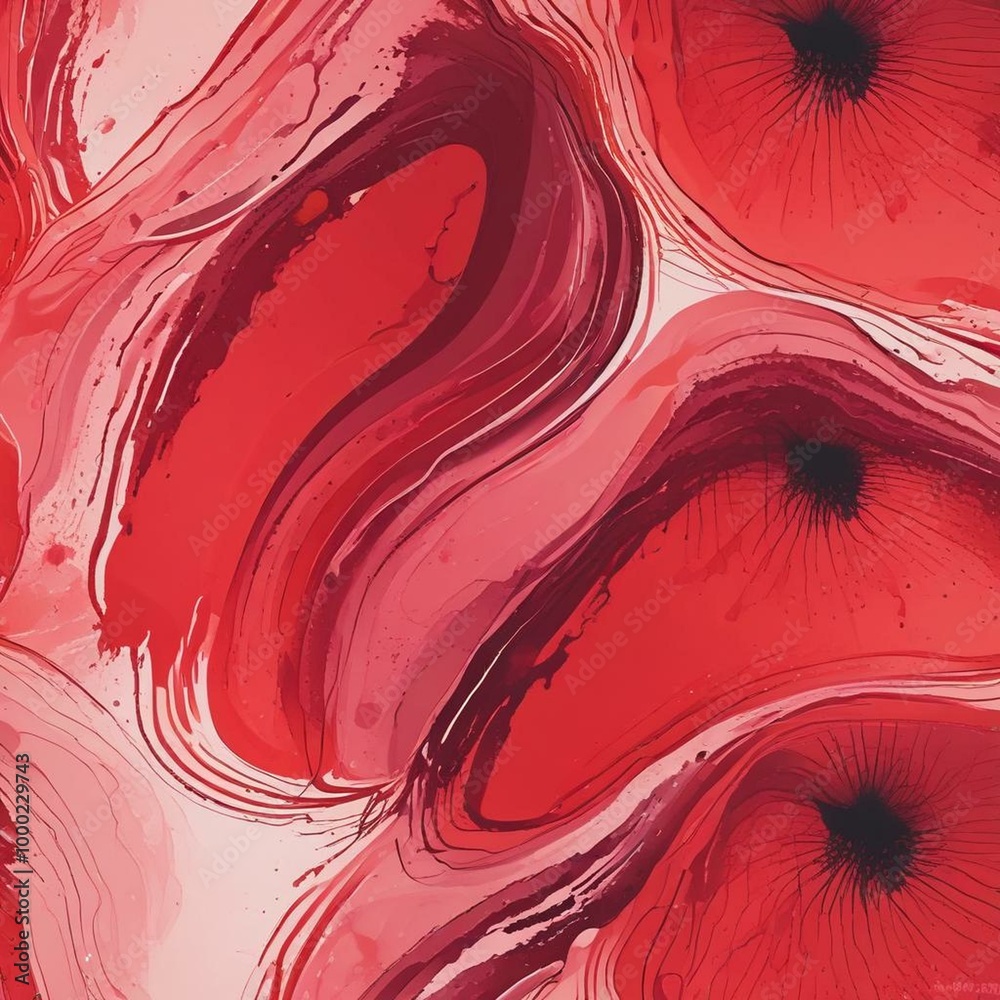 Vibrant Red Liquid Drop Abstract Design