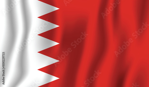 Realistic  Bahrain national flag perfect color, scale, and proportion.