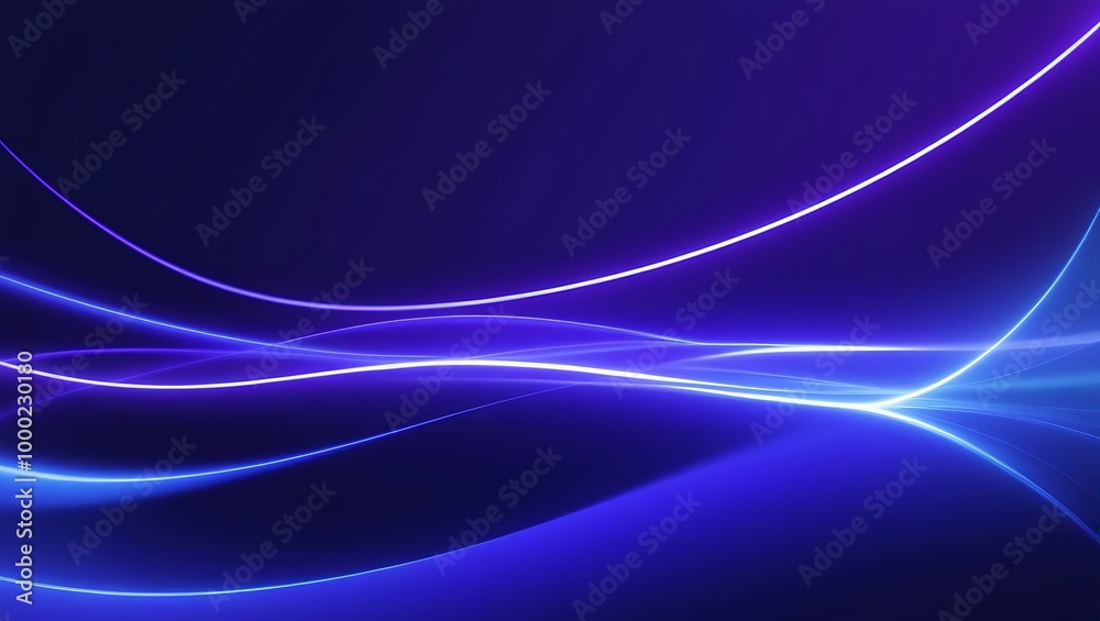 Naklejka premium Abstract dark blue background with neon glowing lines. Generative Ai.
