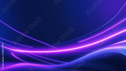 Abstract dark blue background with neon glowing lines. Generative Ai.