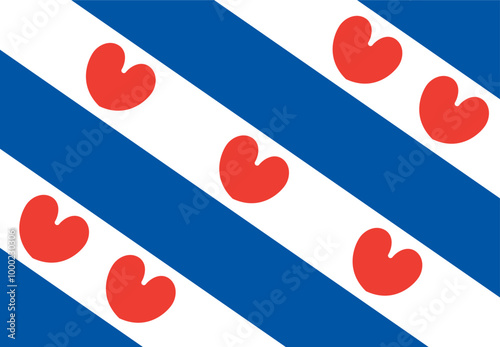 The flag of the Netherlands province of Friesland. Accurate proportion and official colors.