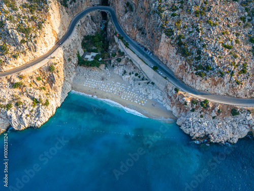 Aerial View of Kaputas Beach Between Kas and Kalkan in Antalya, Turkey. photo