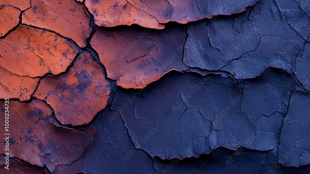 A tight shot of a blue-red wall split by a central crack In the heart of the division, a red patch resides A tight shot of a blue-red wall split by a central crack In the heart of the division, a red patch resides