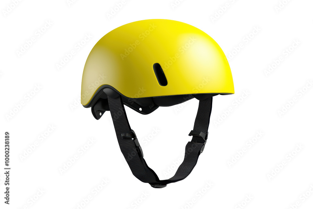 Fototapeta premium Stylish yellow skateboard helmet isolated on transparent background.