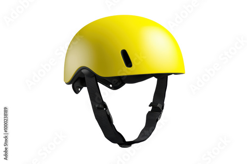 Stylish yellow skateboard helmet isolated on transparent background.