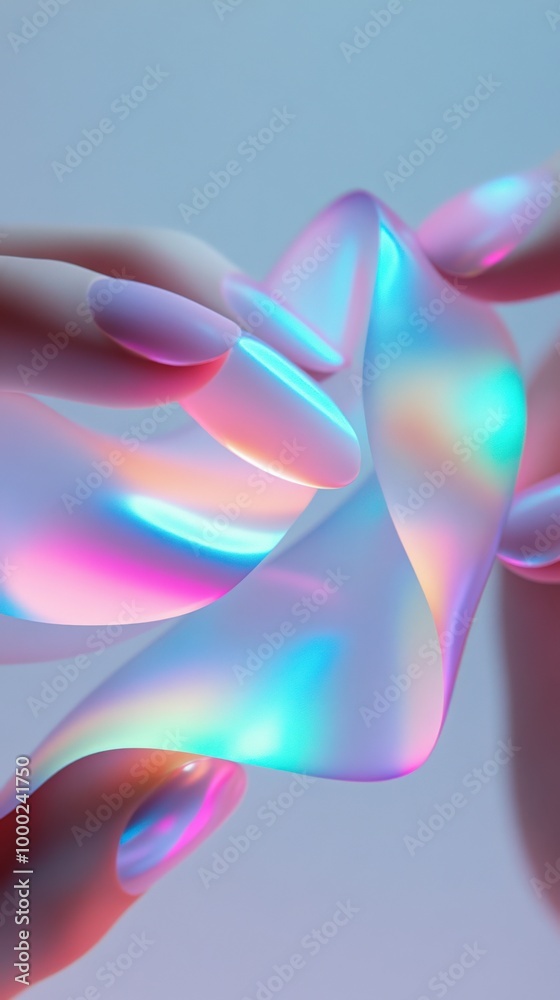 Obraz premium Colorful abstract 3d lettering with distorted nail design for a modern aesthetic