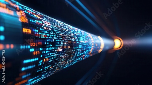 Big data pipelines feeding into predictive analytics platforms, abstract representation of real-time data flow photo