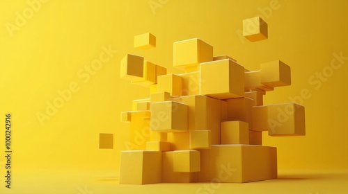 Abstract Yellow 3D Blocks