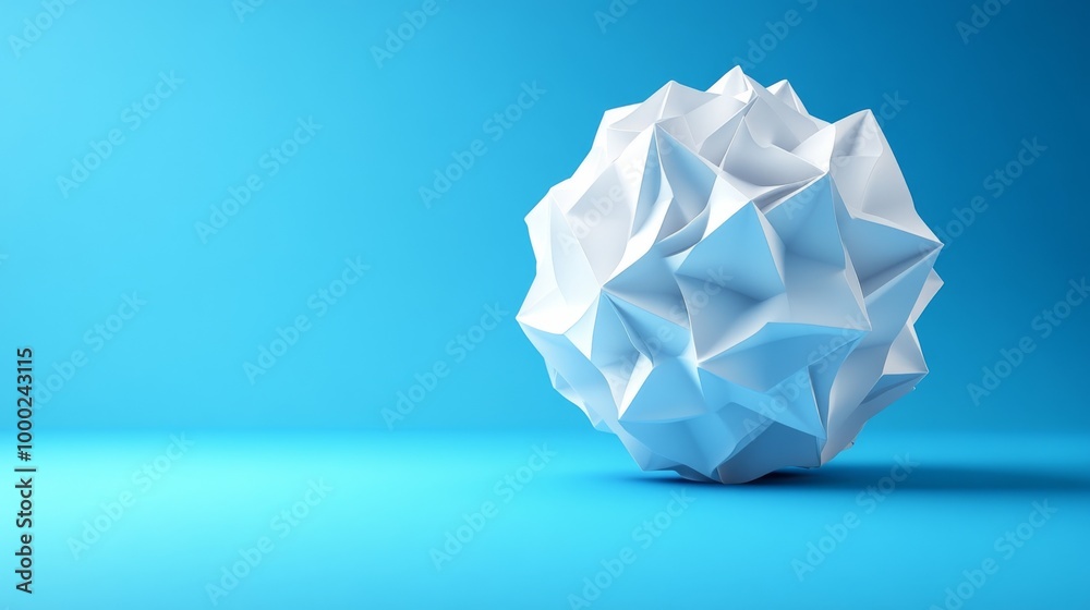 Abstract Geometric 3D Shape on Blue Background Abstract Geometric 3D Shape on Blue Background