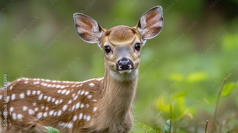 A tight shot of a deer amidst a lush grass field, surrounded by trees in the background A tight shot of a deer amidst a lush grass field, surrounded by trees in the background