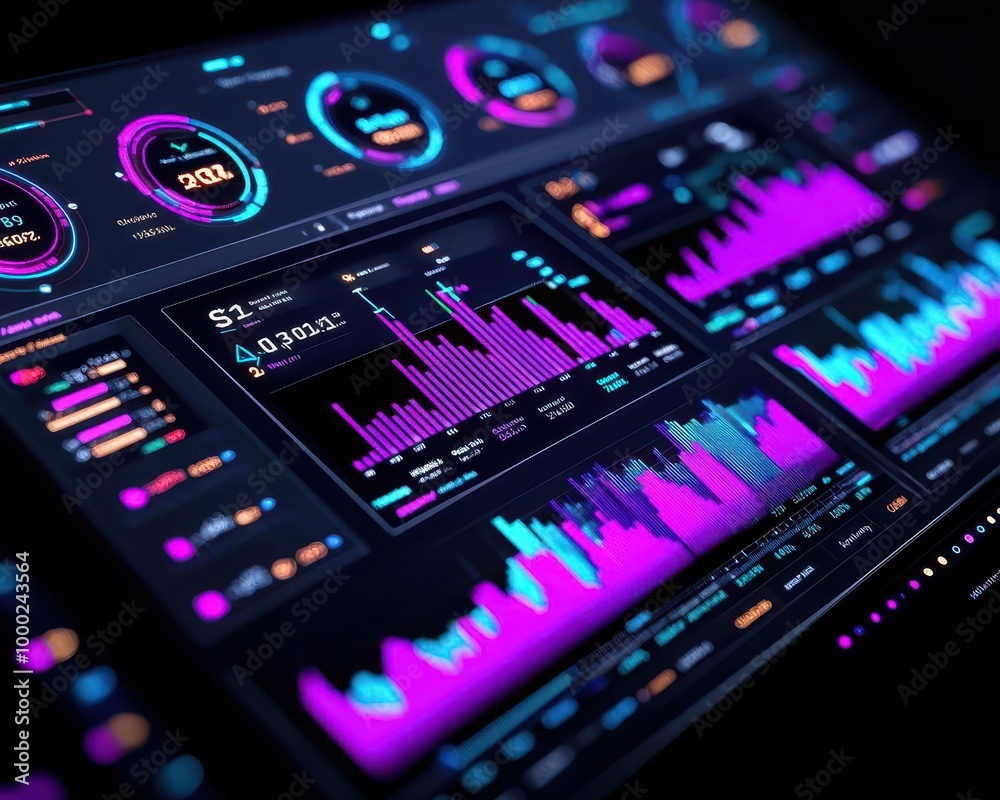 Digital dashboard showing predictive models for business insights, big data streams and forecasting trends Digital dashboard showing predictive models for business insights, big data streams and forecasting trends