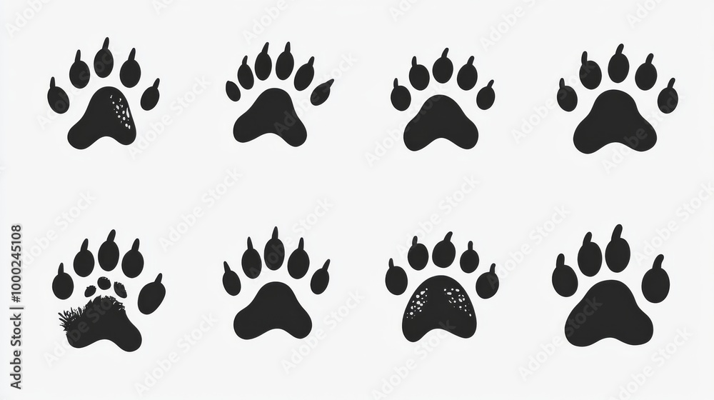 Animal Paw Prints Vector Set