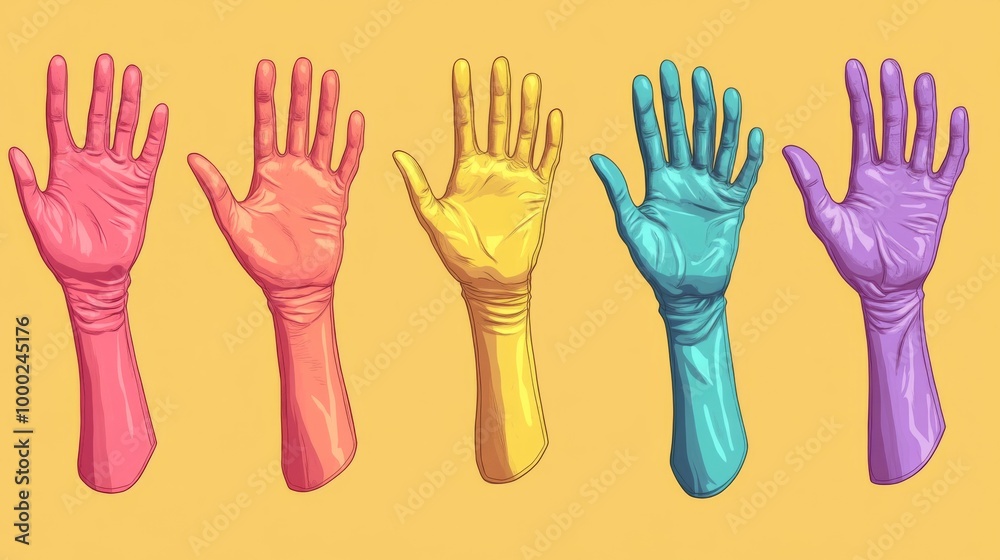 Obraz premium Colorful Raised Hands