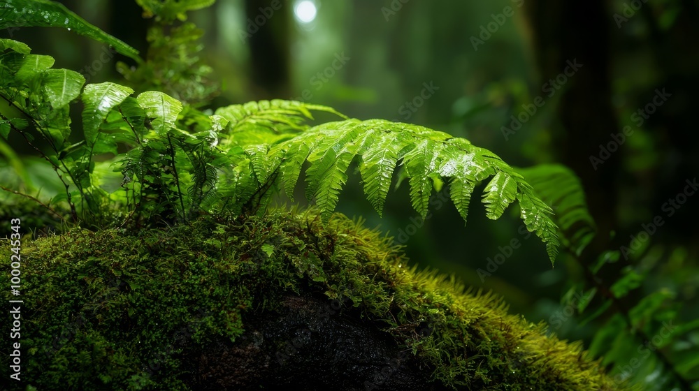  A lush green forest teeming with numerous leafy plants growing above its verdant floor