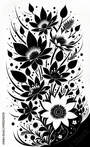 black and white floral background