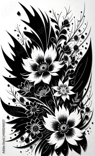 black and white floral background