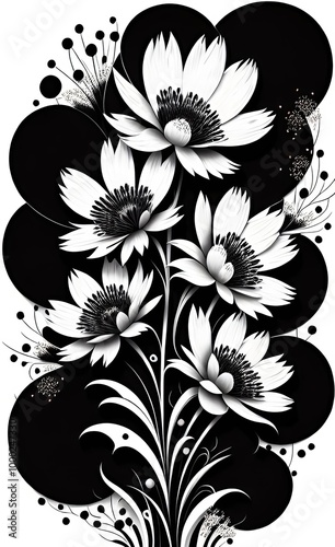 black and white floral background