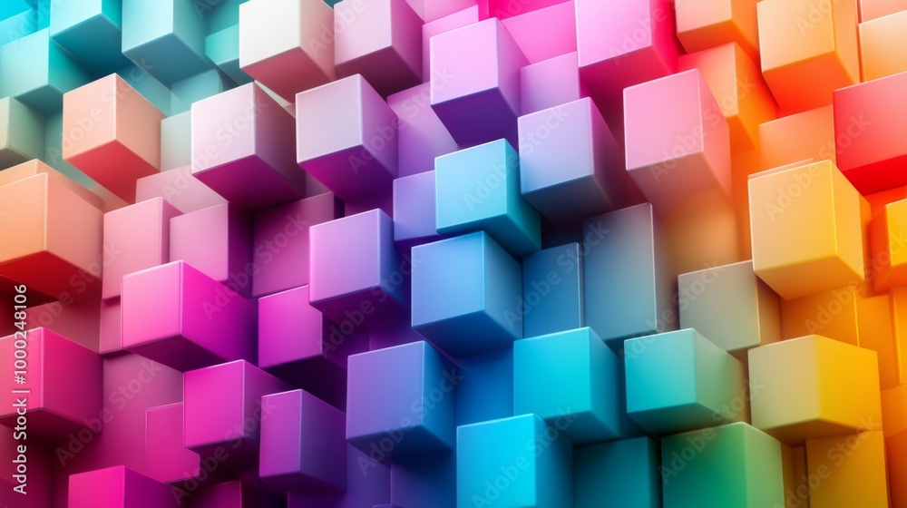 Vibrant 3D Geometric Colorful Blocks Art Vibrant 3D Geometric Colorful Blocks Art