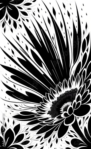 black and white floral background