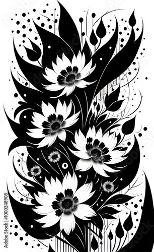 black and white floral background