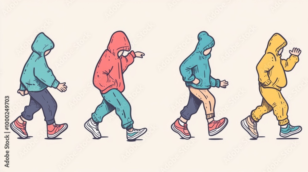 Hooded Figures Walking Animation Hooded Figures Walking Animation
