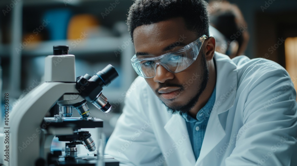 Scientist Using Microscope in Laboratory Scientist Using Microscope in Laboratory